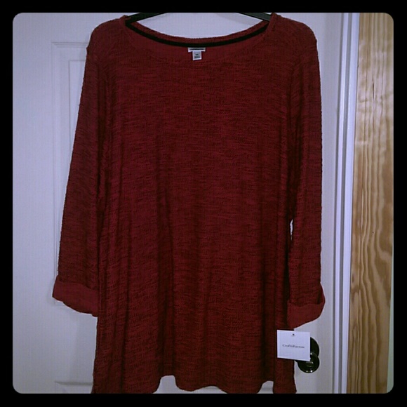 Red tweed sweater!