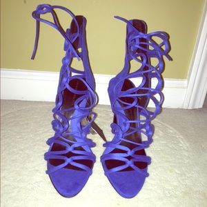 Zara blue lace up heels