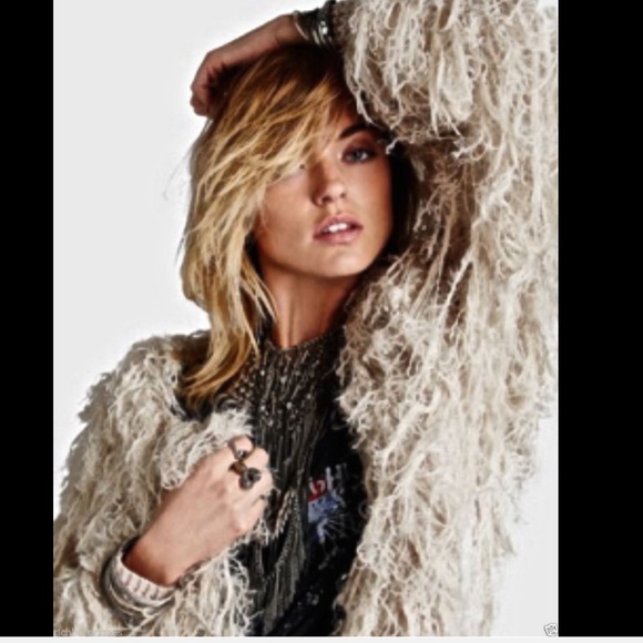 Free People beige Faithful Shaggy Cardigan Coat M - Picture 4 of 4
