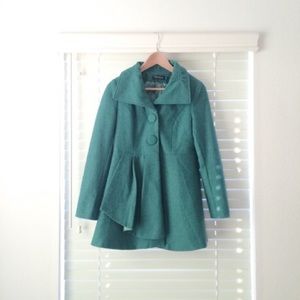 Adorable Flared Kelly Green Pea Coat