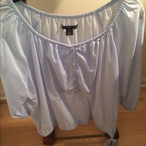 Gap light blue polka dot blouse