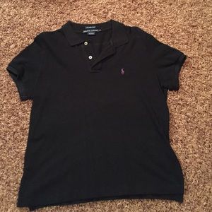 Women's black polo shirt