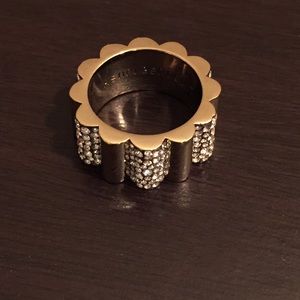 Henri Bendel Gold and Pave Ring Size 7