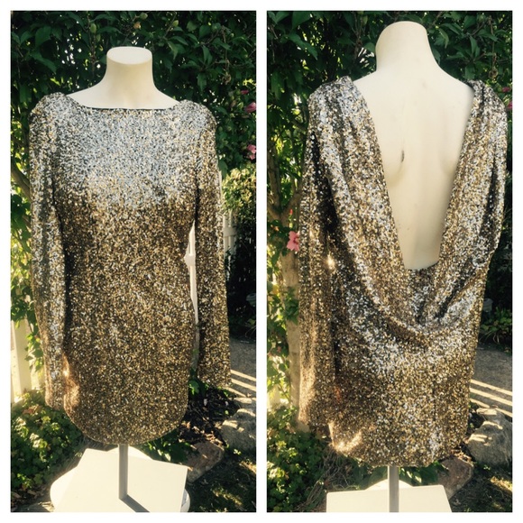 Dresses & Skirts - 🎉HP🎉 Sexy Gold Sequined Backless Short Dress ~ M