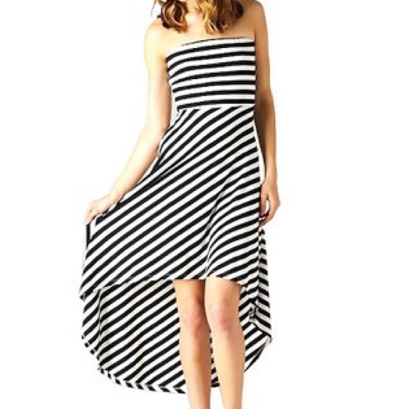 Hi lo Black and White Strip Dress