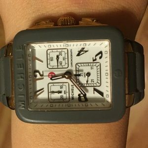 Grey band, rose gold Michele watch