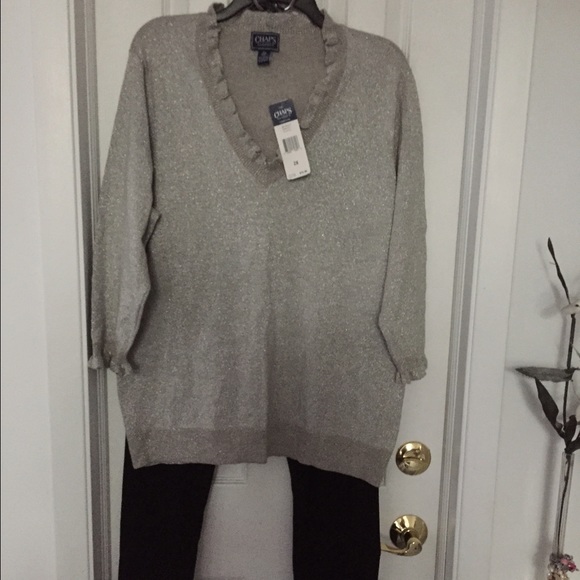 Chaps silver metallic sweater.