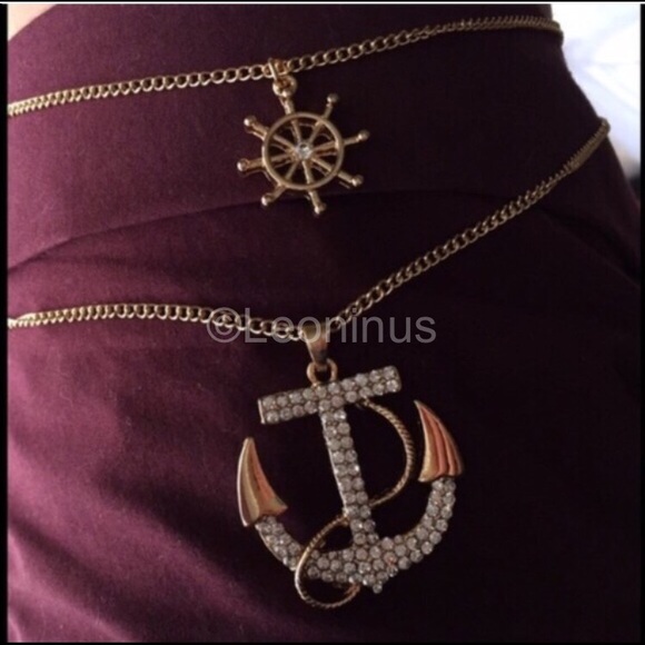 ⚓️Anchor & Captain's Wheel Multi Chain Necklace - Picture 3 of 4