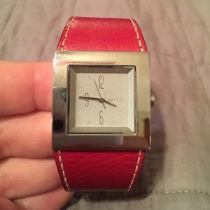 DKNY red leather watch