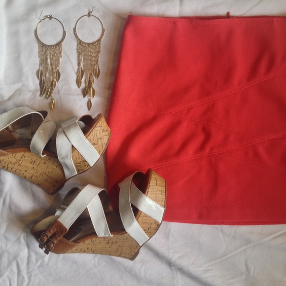 Forever 21 Dresses & Skirts - Forever 21 // Asymmetrical Bandage Skirt - Coral