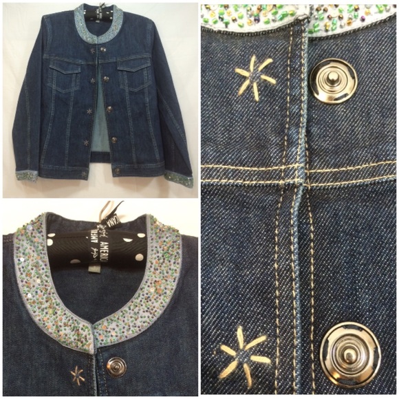 J. Jill embellished dark denim jacket - Picture 2 of 4