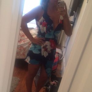 Asymmetrical floral print dress