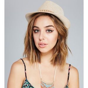 NWT metallic braided band fedora in khaki