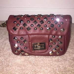 Maroon studded crossbody bag