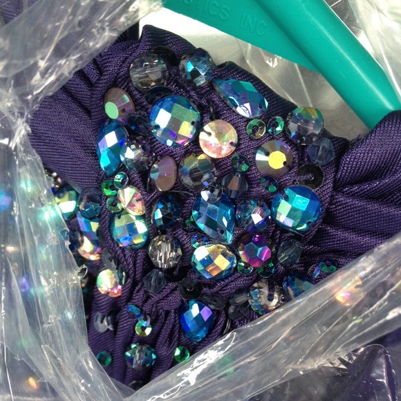 Open back One shoulder blue/purple Prom dress - Picture 2 of 4