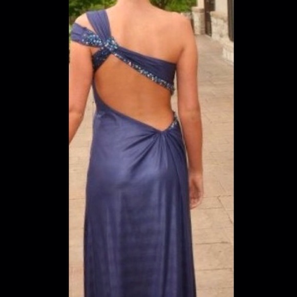 Open back One shoulder blue/purple Prom dress - Picture 4 of 4