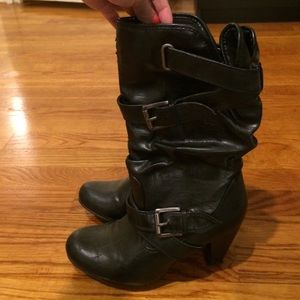 Black mid-calf boots
