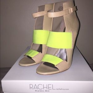 Rachel Roy Nude/Neon Green Sandals