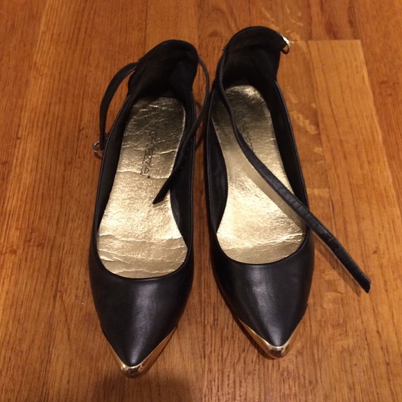 Black flats with ankle strap