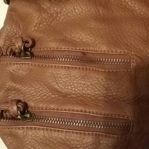 Brown faux leather shoulder bag