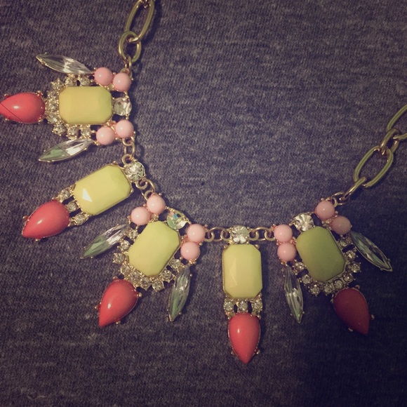 Yellow and pink statement necklace
