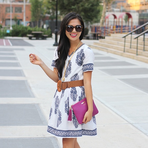 Chicwish Dresses - FINAL MARKDOWN: Navy and White Floral Dress Chicwish Dresses - FINAL MARKDOWN: Navy and White Floral Dress