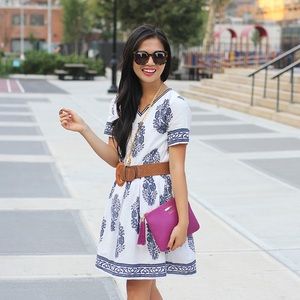 Chicwish Dresses - FINAL MARKDOWN: Navy and White Floral Dress Chicwish Dresses - FINAL MARKDOWN: Navy and White Floral Dress