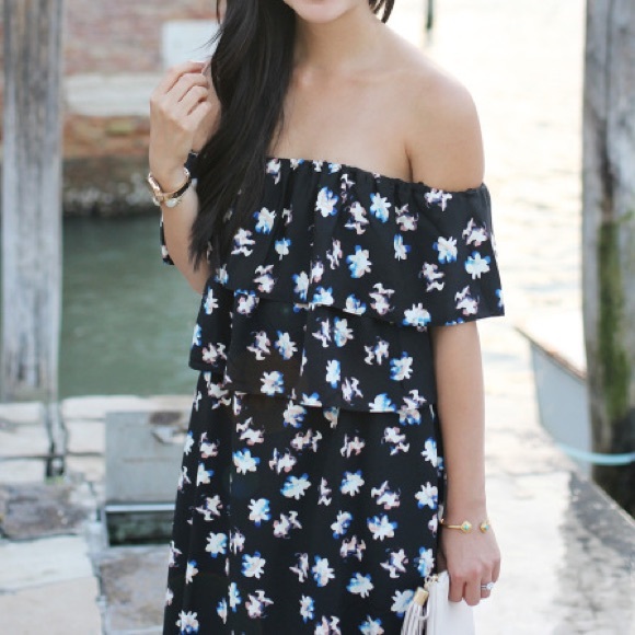 Cooper & Ella Dresses - Price Drop‼️ Black Floral Off the Shoulder Dress Cooper & Ella Dresses - Price Drop‼️ Black Floral Off the Shoulder Dress