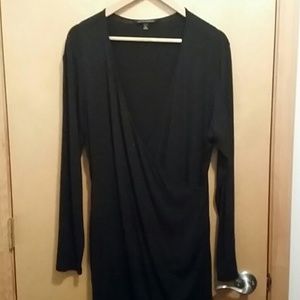 Black wrap dress.