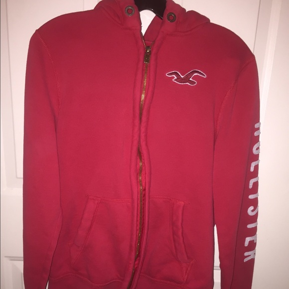 Hollister Red full zip hoodie