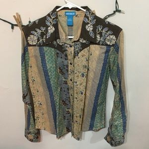 Floral Western Style Cowgirl Button Up Shirt