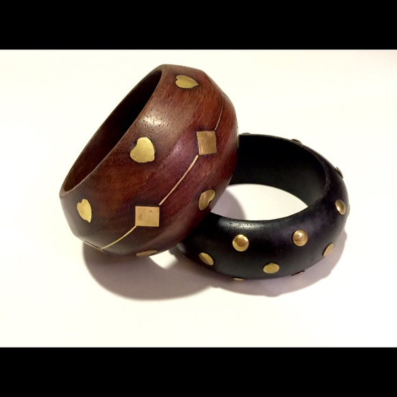 Urban outfitters wooden chunky bangles boho