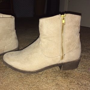 Tan suede booties
