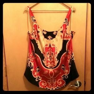 Silk black red and gold tank
