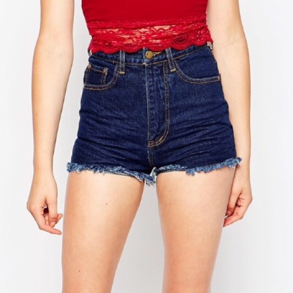Asos Your Eyes Lie High Waist Denim Shorts