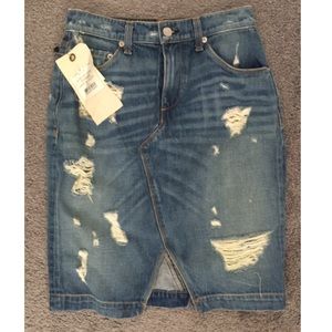 Rag & Bone denim distressed skirt