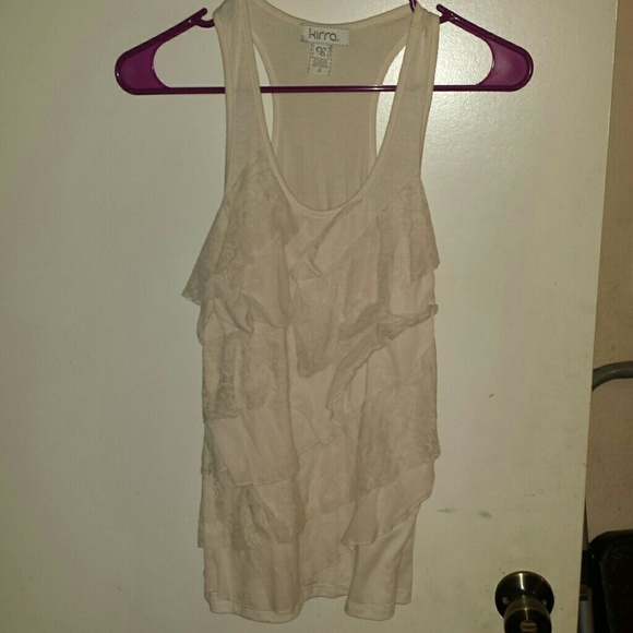 Cream 100% cotton lace tank