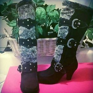 NWOB Vegan/Faux Fur & Suede Heel Boots