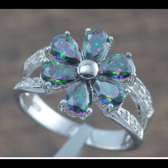 Sterling Silver Rainbow Topaz Ring SZ 7