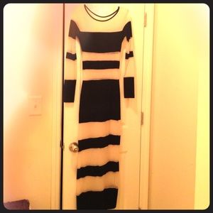 Long sheer panel dress