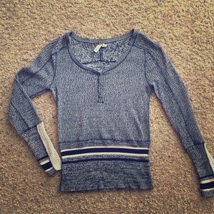 Free People Thermal Sock Money Tee shirt Top