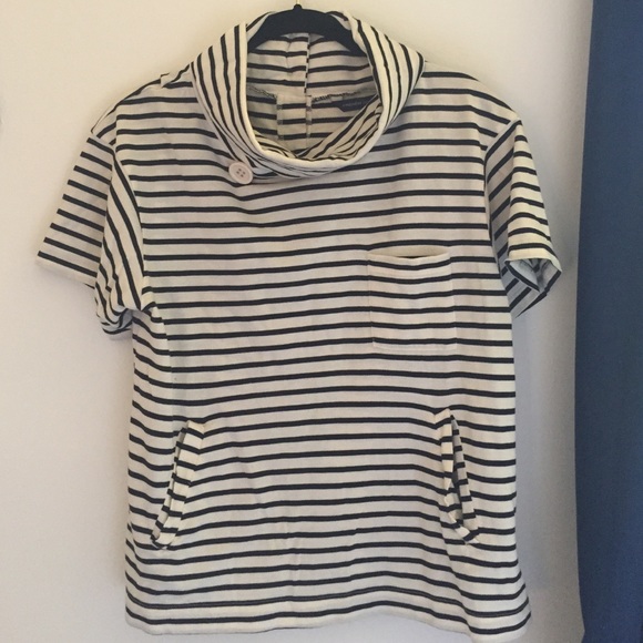 French Connection Striped Pocket Tee with Collar