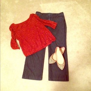 Dark wash wide leg jean trousers