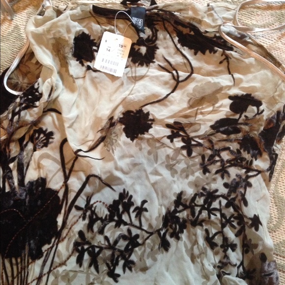 H&M Silk/Rayon Sheer Top -Brown Tan Size 14