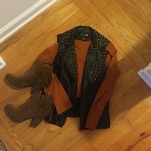 Black leather studded vest