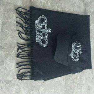 Black Rhinestone Scarf & Hat