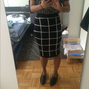 Knit Windowpane Pencil Skirt