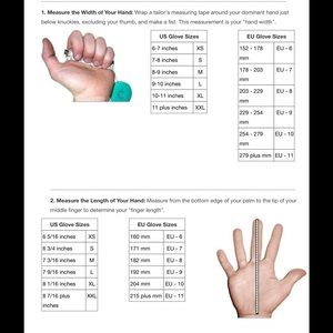 Information on glove sizes