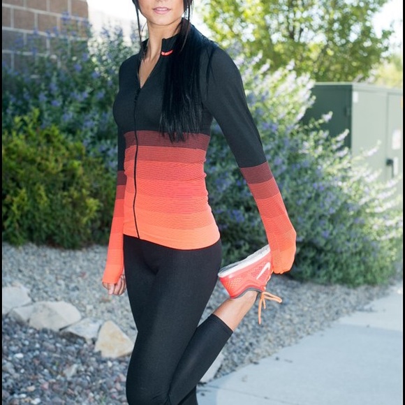 Boutique Jackets & Blazers - 🆕 Ombre Workout Jacket in Black & Orange Stripe