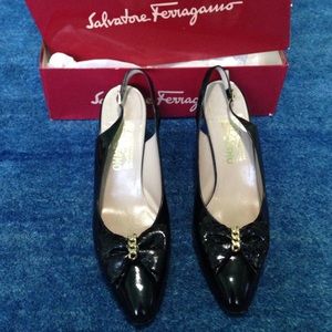 Black Salvatore Ferragamo Patent Heels 10